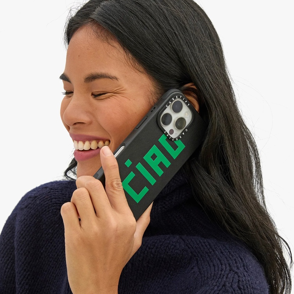 Clare V X Casetify leather phone case black with green CIAO iPhone 16 pro MAX - Picture 3 of 10